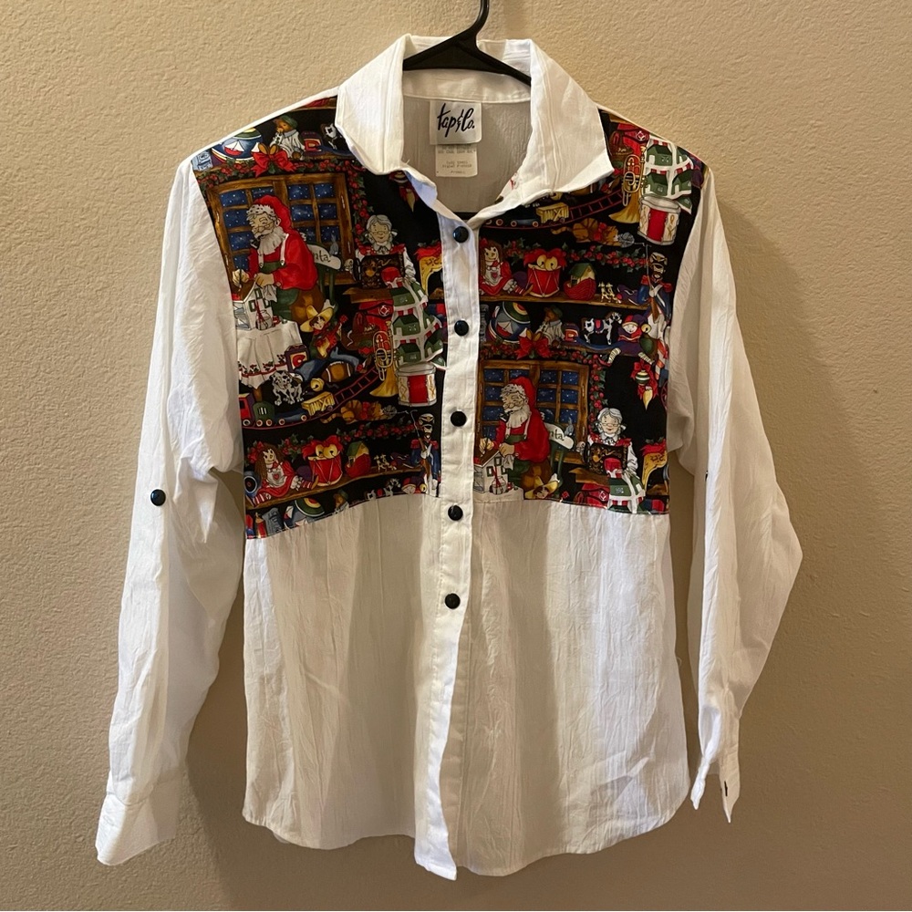Vintage Santas Workshop Button Down Top